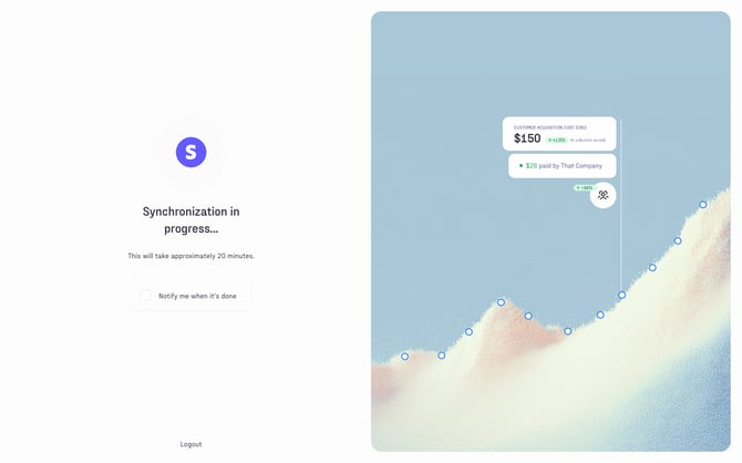 Metricable synchronization-in-progress screen