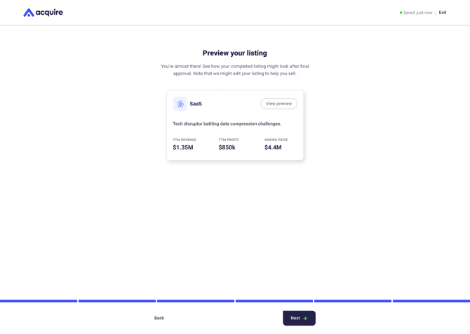 Preview listing
