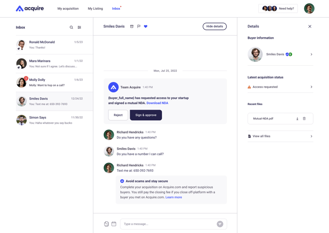 Seller shares info 1