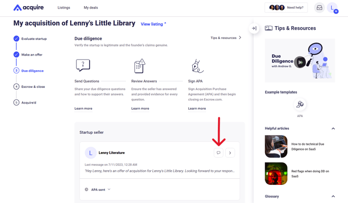 chat seller 1.1 arrow