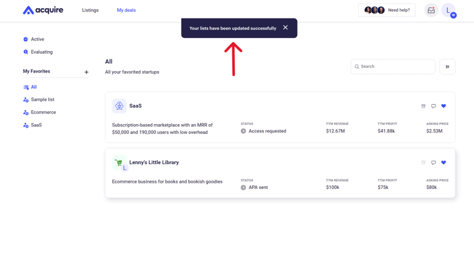 favorite startups 7.1 arrow